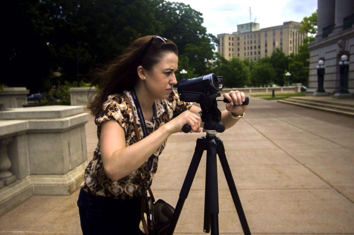 Brittany Morris reports in Madison, Wisconsin. Photo by: Natalie Krebs